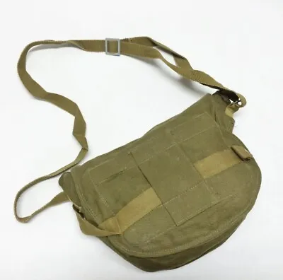 Vintage Small Army Carry Bag Green Canvas Military Messenger Mask Bread Gas • £12.99