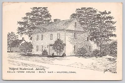 Eells Stow House Milford Connecticut CT 1963 Art Postcard Historical Society • $9.95