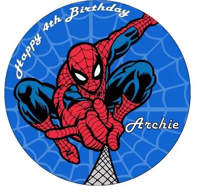 Spiderman Personalised Edible Cake Topper Edible Wafer Paper 7.5  Marvel Hero • £2.50