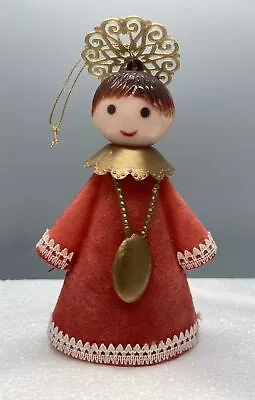 SWEET Vintage 4.5” ANGEL Christmas Ornament/Tree Topper (Flocked Plastic) • $6.50