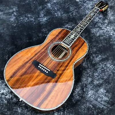 39 Inch All Koa Wood OOO Style Acoustic Guitar Abalone Inlays Ebony Fingerboard • $448