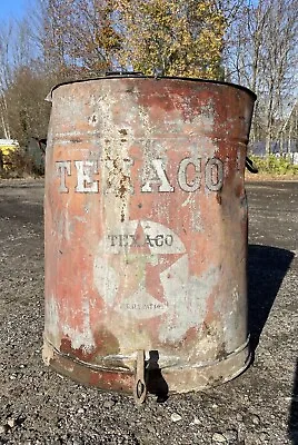 Antique 10’s Large 50 Gallon Texaco Motor Oil Drum Lubester Tap Green Star Logo • $495