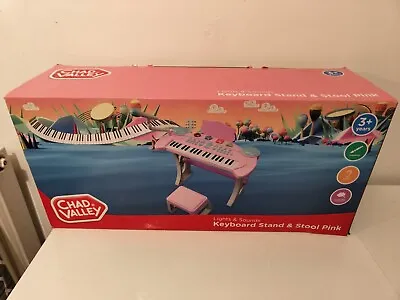 Chad Valley Toys Kids Piano Keyboard Stand And Stool - Pink • £35