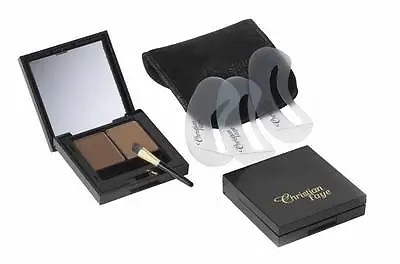 £28.95 • Buy CHRISTIAN FAYE Eyebrow Make Up DUO Set,  With Stencils And Brush - Dark Brown