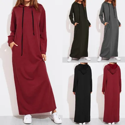 £15.22 • Buy UK Women's Muslim Hoodie Long Sleeve Loose Maxi Abaya Jilbab Dress Top Size 8-26