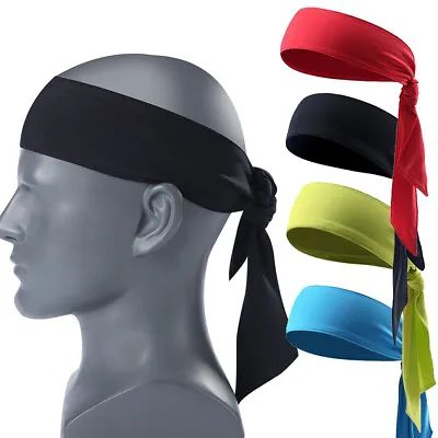 Sports Head Tie Headband Men Women Elastic Athletic Sweatband Yoga Gym Hair Wrap • $6.98