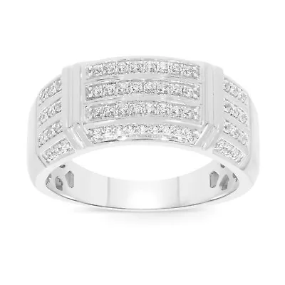 10k White Gold .52 Carat Mens Real Diamond Engagement Wedding Pinky Ring Band • $520