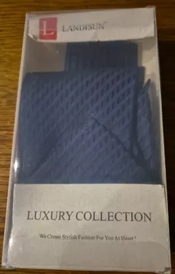 Landisun Mens Luxury Collection Blue Tie And Pocket Square New/Boxed • £14.99
