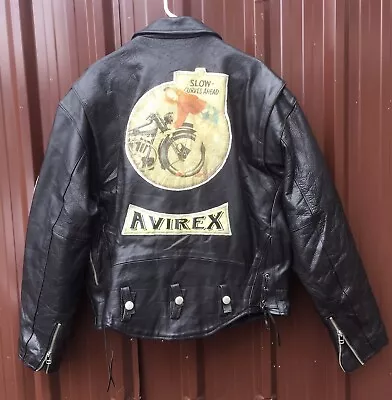 Rare 1991 AVIREX Motorcycle Club Black Leather Jacket Size XL • $513.94