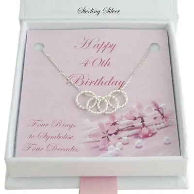 Gift For 40th Birthday. Present For Age 40. Sterling Silver Necklace.  • £17.99