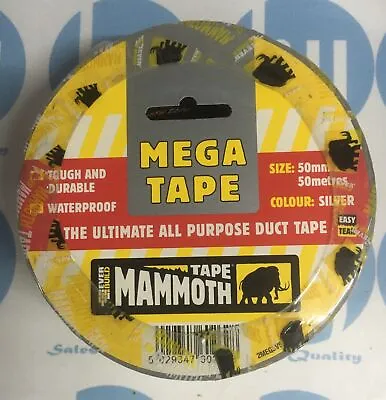 # EVERBUILD MAMMOTH MEGA ALL PURPOSE DUCT TAPE 50mm X 50M Silver *new* • £3.99