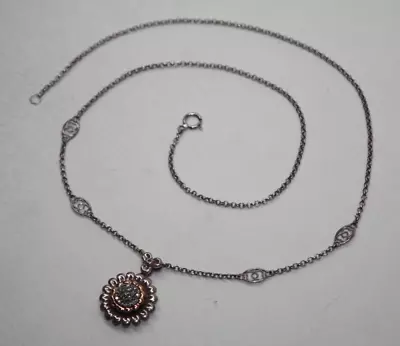 Alwand Vahan Sterling Silver & 14k Diamond Flower Pendant Necklace 17  [024GRA] • $84.99
