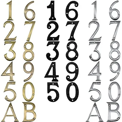 CHROME / BRASS / BLACK HOUSE DOOR NUMBERS 3  / 75mm Numeral Flat Apartment Metal • £3.48