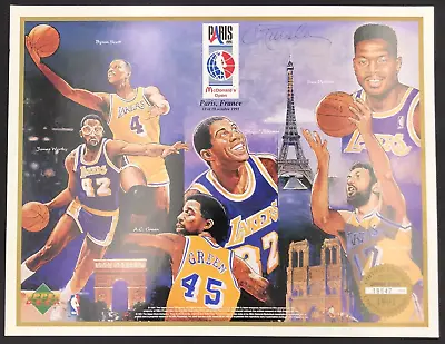 VTG 1991 Upper Deck Lakers Paris McDonald's Open Card Sheet Promo Signed Pursley • $19.99