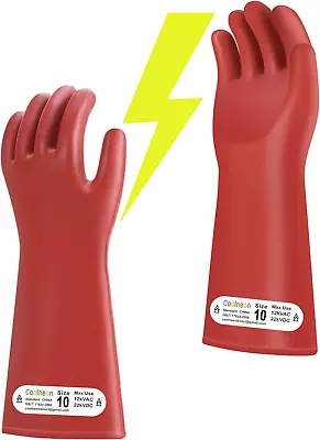 High Voltage Gloves 12Kvac/22Kvdc 1 Pair Red Size 10 Rubber Not For Dexter • $26.77