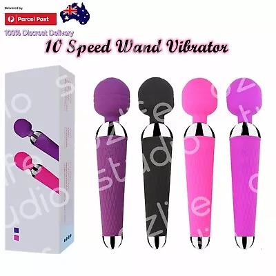 10 Speed Rechargeable Dildo Wand Vibrator Clit G-Spot Stimulator AV Big Sex Toy • $21.95