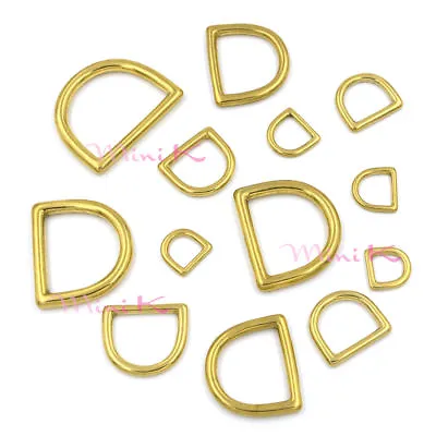 Metal D Rings Buckle Webbing Shackle Seamless Brass Hook Loop Strap Backpack DIY • $6.84