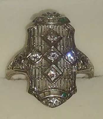 Vintage 18K Art Deco Filigree Ring • $1550