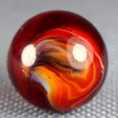 Vintage Marble: NM 21/32 Akro Agate Cardinal Red Slag-One Killer Old Mib • $8.97