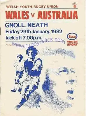 Wales Youth Under 19 V Australian Schools 29 Jan 1982 Neath RUGBY PROGRAMME • £6.99