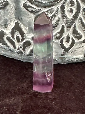 PURPLE RAINBOW FLUORITE CRYSTAL POINT -REIKI NATURAL HEALING New Gift Bag 5.25cm • £7.98