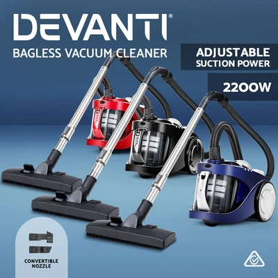 $95.95 • Buy Devanti 2200W Bagless Vacuum Cleaner Multi Cyclone Cleaners HEPA Filter 3 CLR