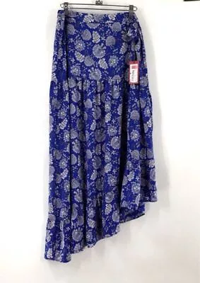 NWT Vince Camuto Women's Blue White Paisley Tiered Maxi Skirt - Size L • $14.99