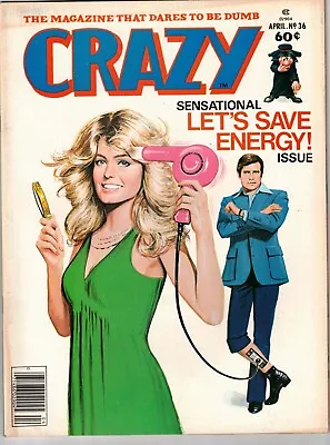 Crazy Magazine #36 1978 Farrah Fawcett Six Million Dollar Man Fn/vfn!!!!!! • $10.78