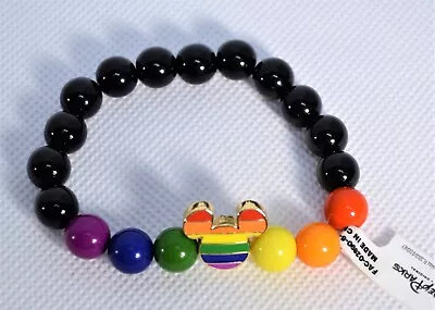 Disney 2019 Gay Pride Rainbow Beads Bracelet Mickey Ears Icon NEW CUTE RARE • $16.99