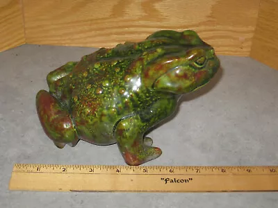 Vintage LARGE Mid Century Modern Glazed Ceramic Frog Toad Garden Statue Figure • $9