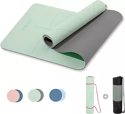 HERUI Yoga Mat Alignment Lines Anti-Slip Exercise Mat With Carrying Bag Fitness  • $43.99