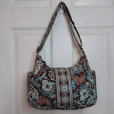 Vera Bradley Java Blue On The Go Crossbody Bag Blue Brown Paisley Bohemian • $25