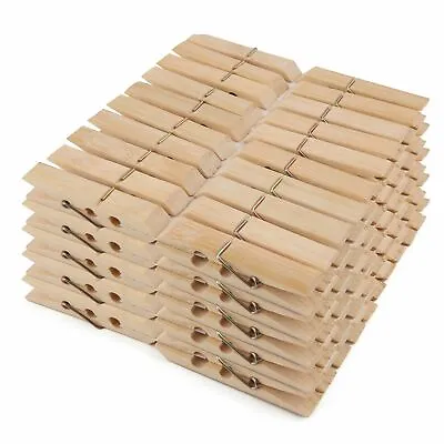 100 Pieces Natural Bamboo Wooden Clothespin Wood Cloth Pin For Crafts Laundry • $9.99