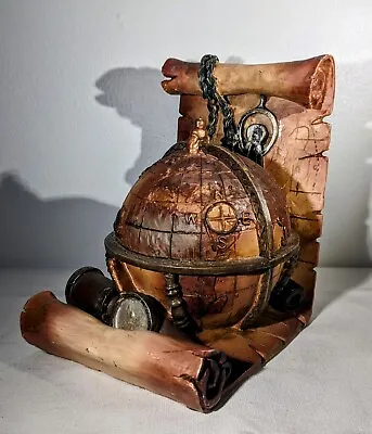 One Vintage Resin Old Globe Pirate Map Explorer History Bookend • $9.99