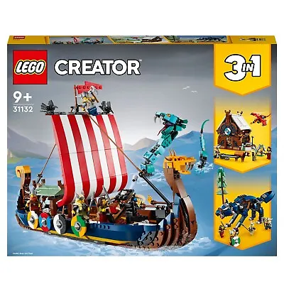 £89.99 • Buy LEGO 31132 CREATOR VIKING SHIP & THE MIDGARD SERPENT 3 In 1 Set Sealed Next Day
