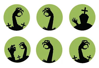 Halloween Graveyard Zombie Edible Cupcake Toppers Decoration - Set Of 12 Toppers • $7.95