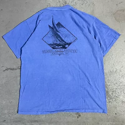 Vintage 1998 Rolex Classic Yacht Regatta Antigua Club Shirt Blue Dye XLarge XL • $33.50