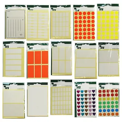 Ivy Stationery Various Stickers Dots Labels Tags Self Adhesive - Multi Discounts • £1.89