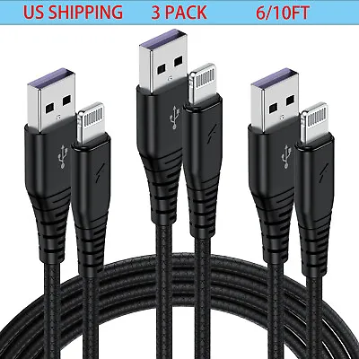 $11.99 • Buy 3 Pack Fast Charger Cable 6/10FT For Apple IPhone 14 13 12 11 Charging Cord Long