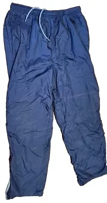 NIKE Lined Pants Mens XL Gray Tag Windbreaker Track Navy Joggers Vintage Nylon • $19.49