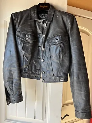 Vintage Versace Black Leather Jacket Small  • $375