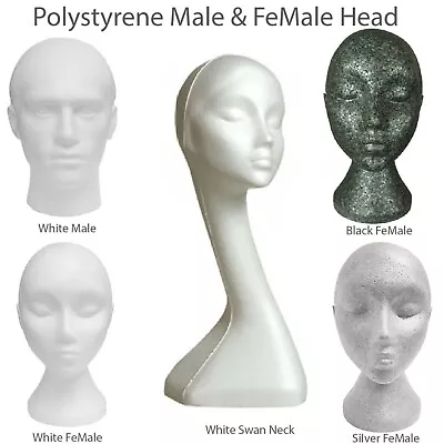 £9.99 • Buy Brand New Polystyrene Mannequin Display Male & Female Head - White