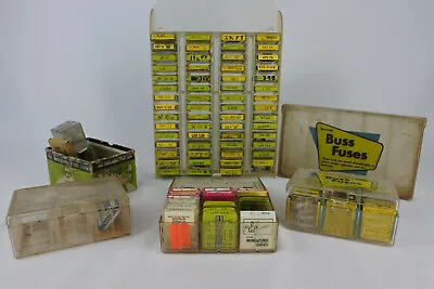 Vintage LOT BUSS LITTLEFUSE KILLARK INTERNATIONAL Fuses Counter Display Tins NOS • $175