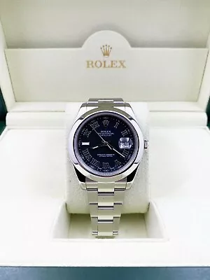 Rolex 116300 Datejust II 41mm Black Roman Dial Stainless Steel • $8495