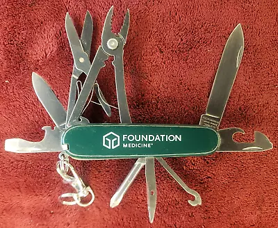 Victorinox Swiss Army  Knife Deluxe Tinker Green Foundation Medicine Print Read • $35.95