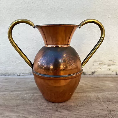 Vintage French Villedieu Copper  Flower Vase Pitcher Stamped 26052228 • $49