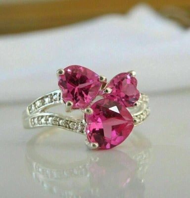 $256.82 • Buy 4 Ct Heart Simulated Pink Sapphire Diamond Engagement Ring 14K White Gold Plated
