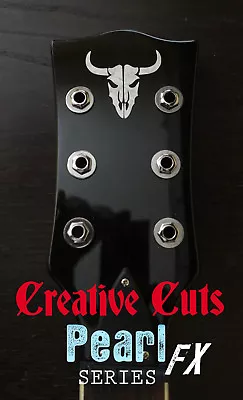 Mad Bull Toro Loco Custom Skull Guitar Headstock Logo MOP Vinyl Sticker Decal • $10