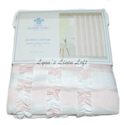 $29.99 • Buy SIMPLY SHABBY CHIC Cabana Stripe Ruffle SHOWER CURTAIN 72  X 72  POLYESTER PINK