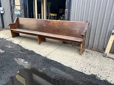 WOW C1900 Vintage Oak Church Pew Bench Gothic Detail On Ends 128” X 35” X 22” • $495